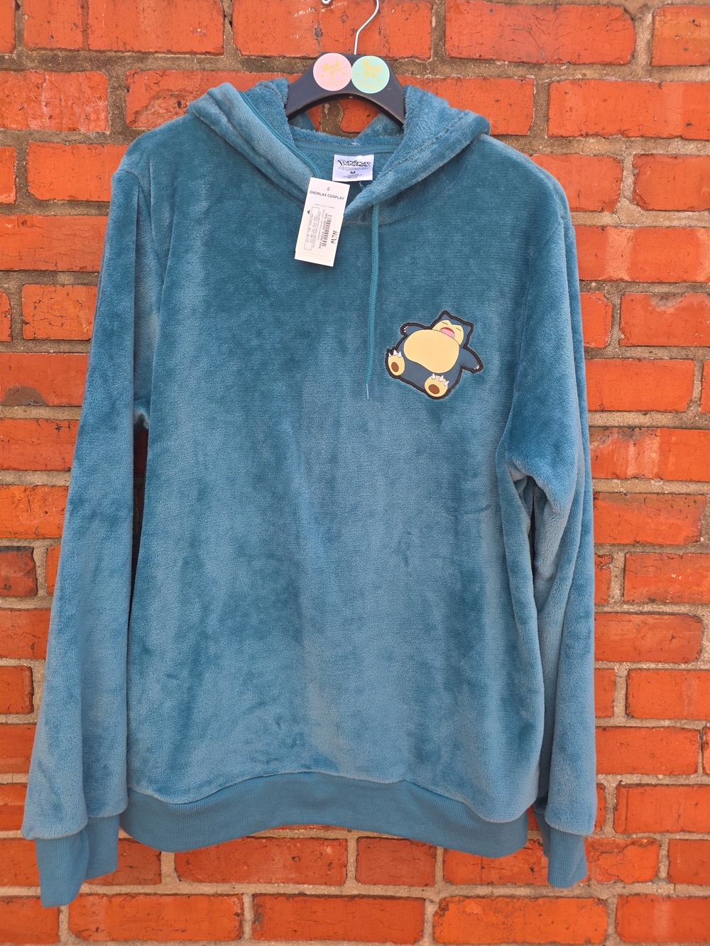 Pokémon Center Snorlax Plush Hoodie Pullover Adult Medium Blue NWT